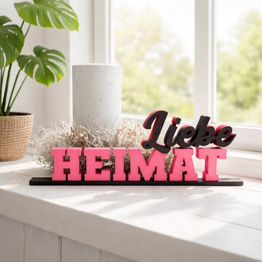 🤍 „Heimat Liebe“ Schriftzug – Dekoratives Statement