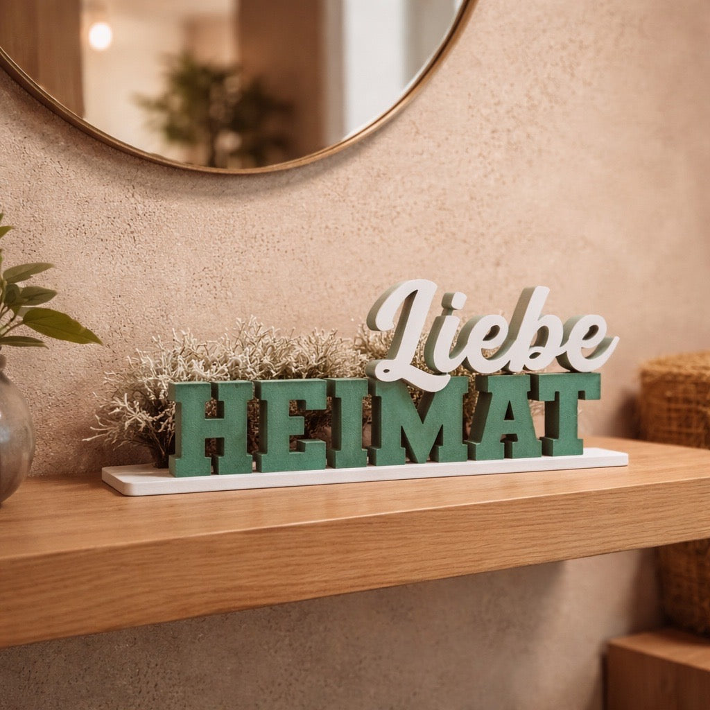 🤍 „Heimat Liebe“ Schriftzug – Dekoratives Statement