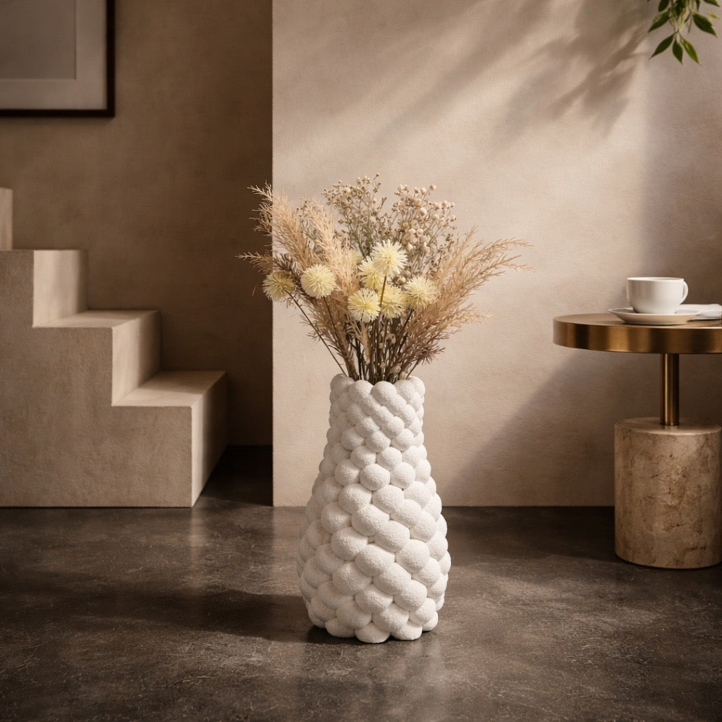 🤍 Bubble Vase – Struktur „Fuzzy“ Design