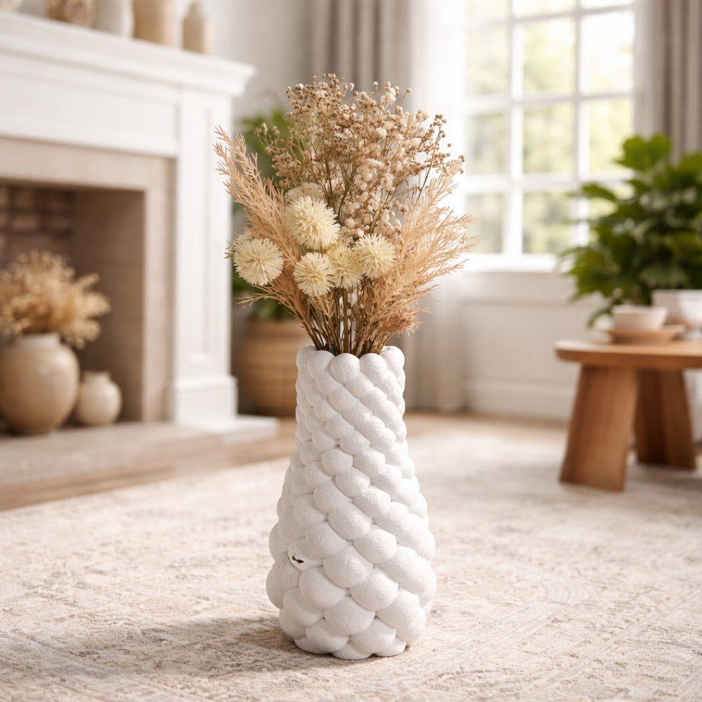 🤍 Bubble Vase – Struktur „Fuzzy“ Design