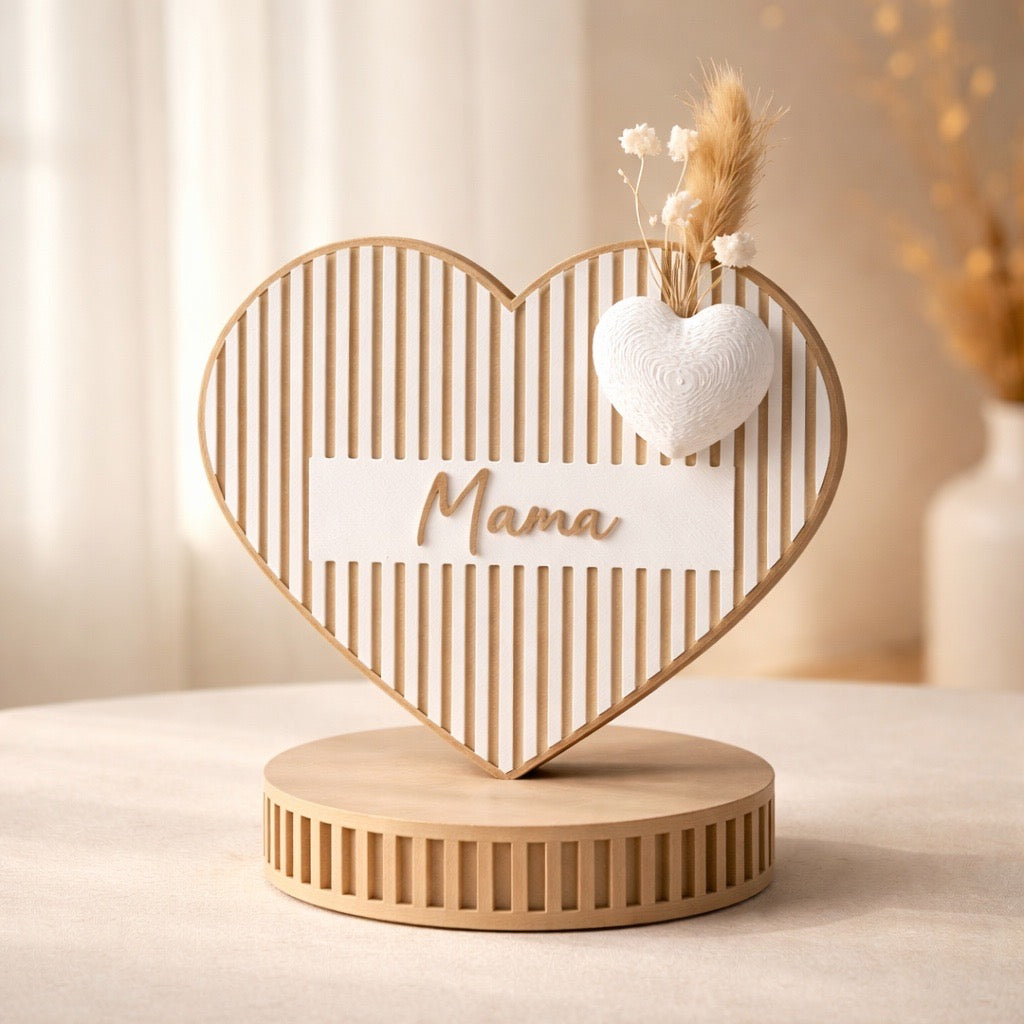 BOHO-Herz „Mama“ mit Trockenblumenhalter