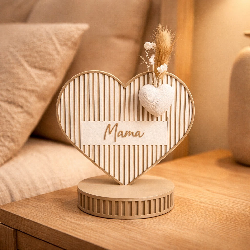 BOHO-Herz „Mama“ mit Trockenblumenhalter