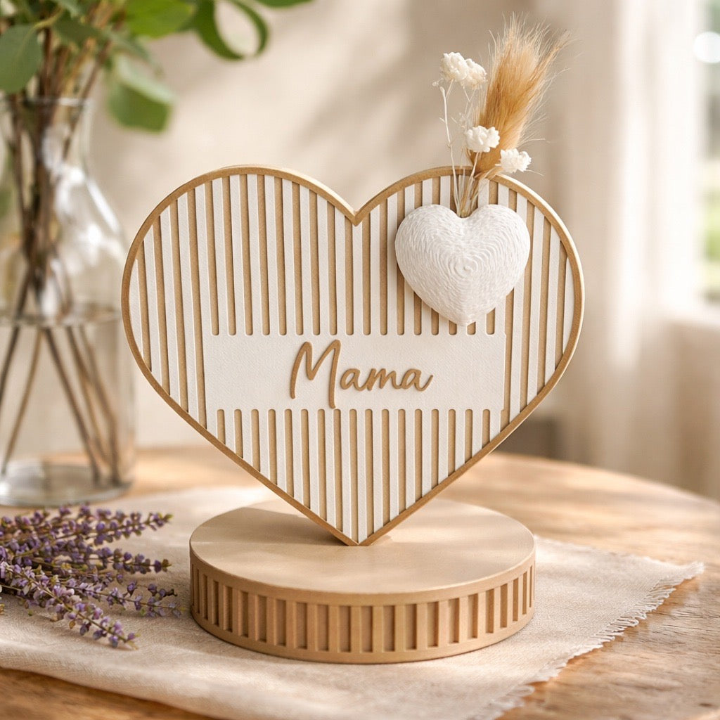 BOHO-Herz „Mama“ mit Trockenblumenhalter