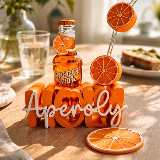 Aperitif Flaschenhalter Set 🍊 – Sommerliches Geschenk & stylisches Deko Highlight