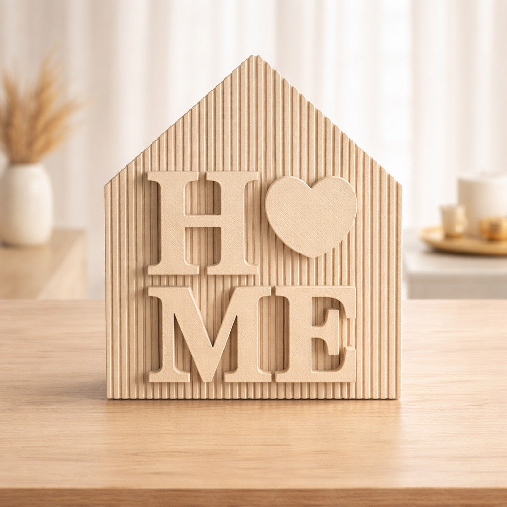 Boho „HOME“ Dekoschild mit Herz – stilvolle Wohn-Deko für dein Zuhause