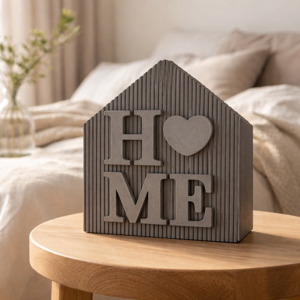 Boho „HOME“ Dekoschild mit Herz – stilvolle Wohn-Deko für dein Zuhause