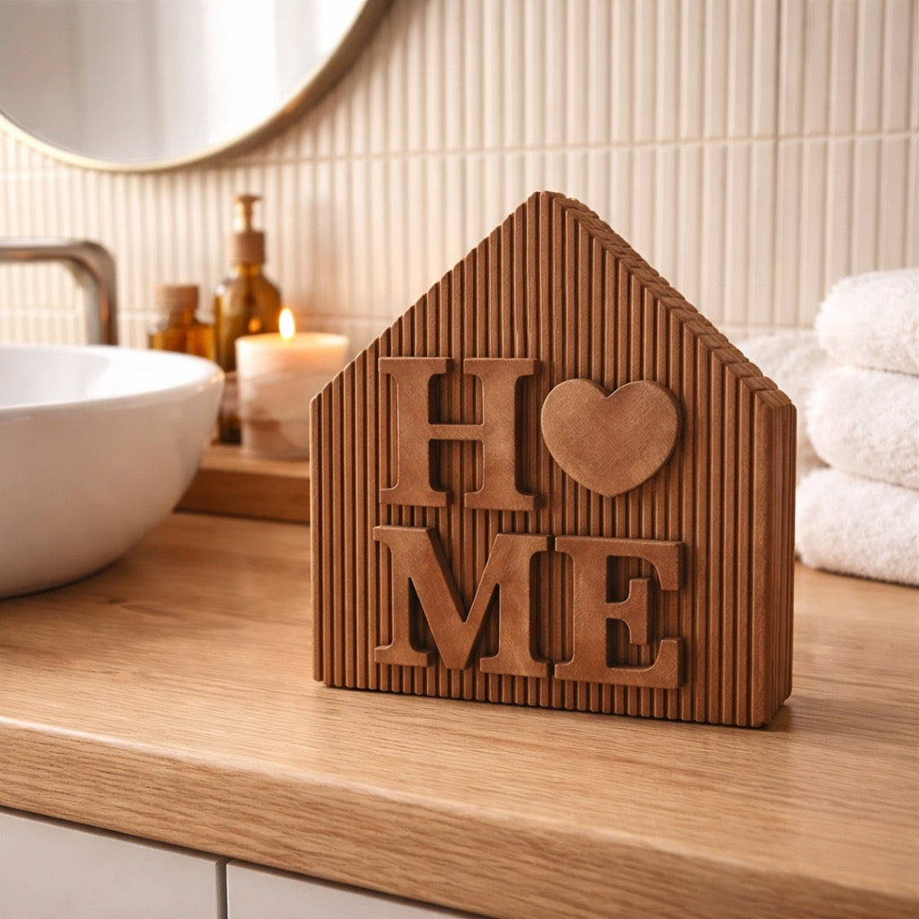 Boho „HOME“ Dekoschild mit Herz – stilvolle Wohn-Deko für dein Zuhause
