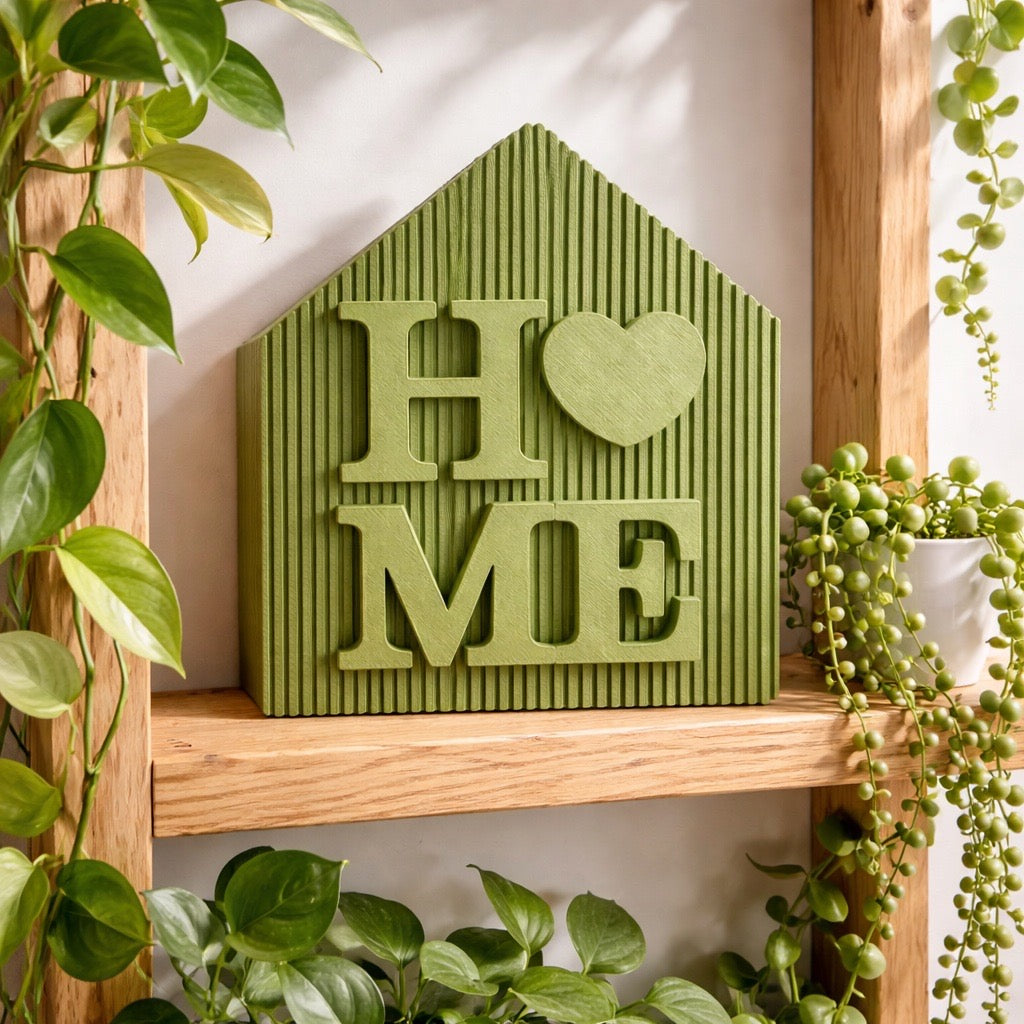 Boho „HOME“ Dekoschild mit Herz – stilvolle Wohn-Deko für dein Zuhause