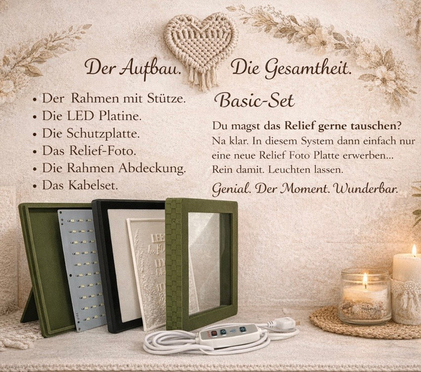 🧡 Relief Bild mit LED Rahmen – dein persönlicher Moment zum Leuchten