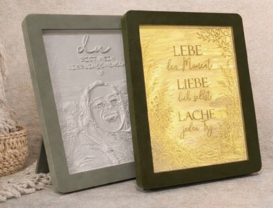 🧡 Relief Bild mit LED Rahmen – dein persönlicher Moment zum Leuchten