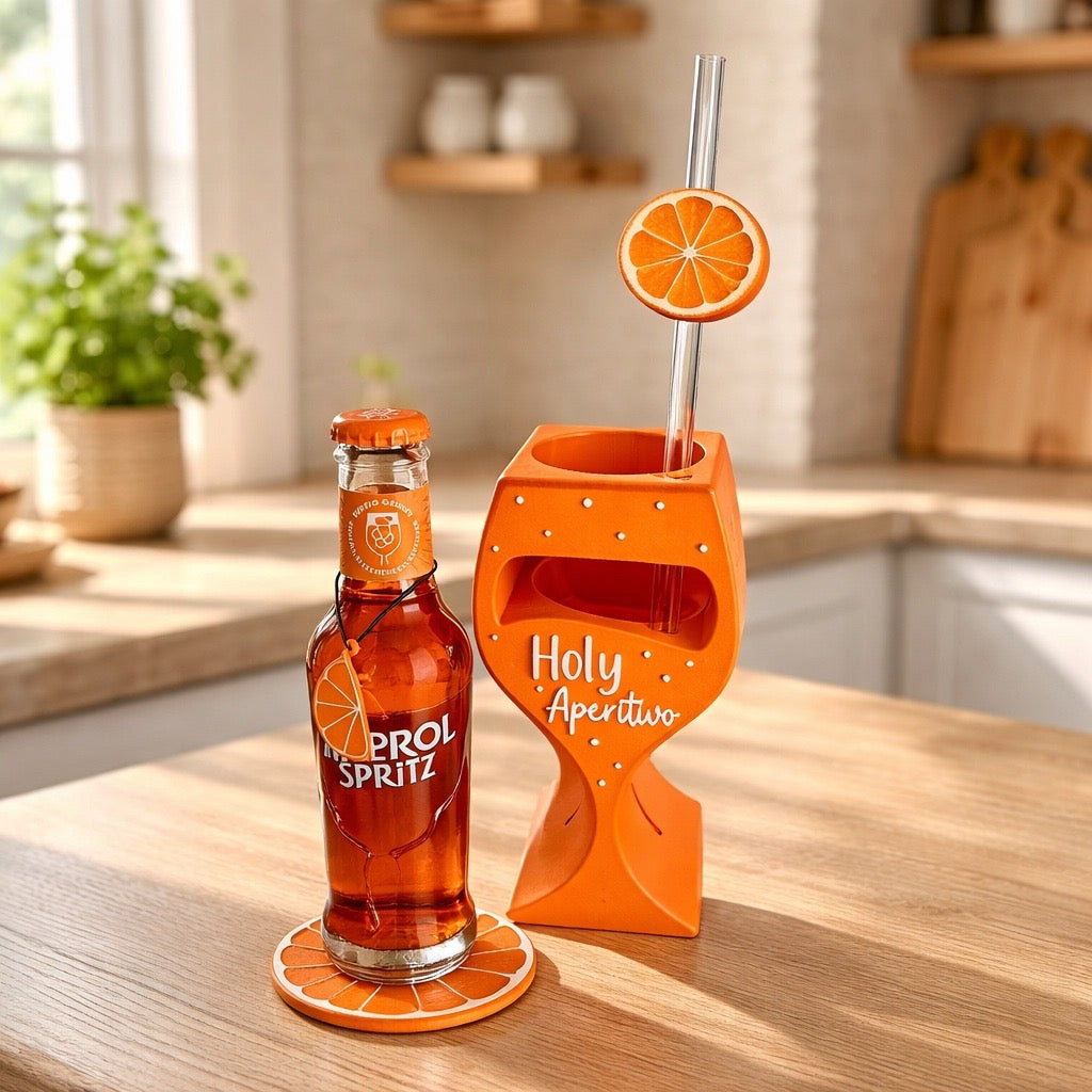🍊Aperitif Flaschenhalter „Holy Aperitivo“ – 3D Druck Set mit Zubehör